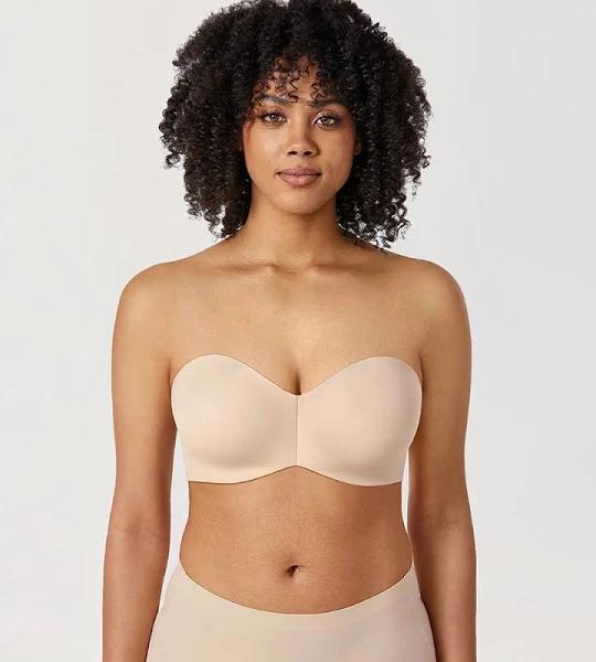 DELIMIRA Women's Strapless Bra Plus Size Support Unlined Underwire Minimizer