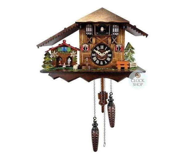 Farm House & Weather House Battery Chalet Cuckoo Clock 24cm by ENGSTLER