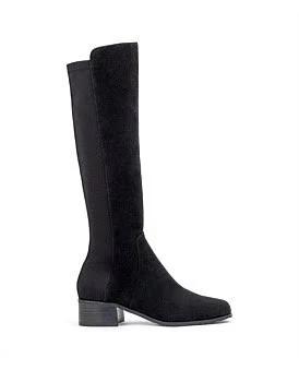 David Jones Edward Meller Vara40 Half and Half Knee High Boot in Black Suede, Size 38 EU