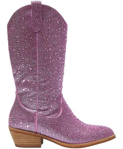 Ravella Parton Western Boots in Pink Rhinestone Pink 7