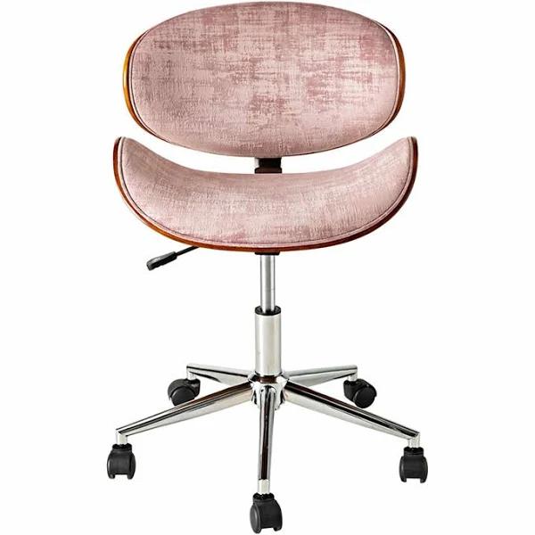 Jetson Desk Chair Timber Veneer Back Brushed Vintage Rose Velvet | Vintage Rose | Home Office | Early Settler Furniture