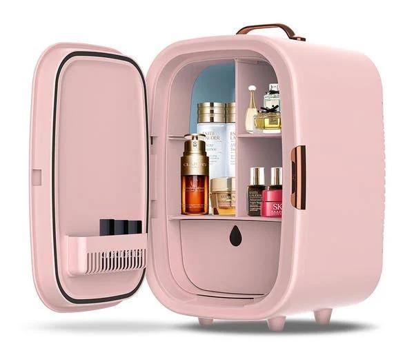 Advwin 15L Mini Makeup Fridge with Led Makeup Mirror Pink