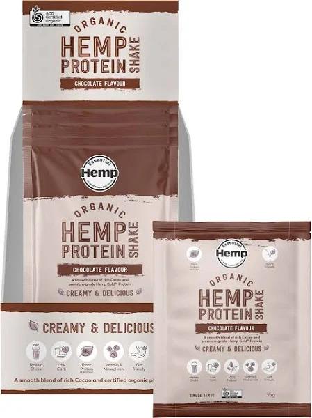 Hemp Foods Australia Organic Hemp Protein Shake Chocolate Sachet 35g (Pack of 7)