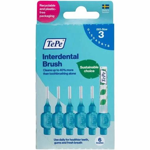 TePe Interdental Brush - Blue (0.6mm) Size 3 - 6 Pack