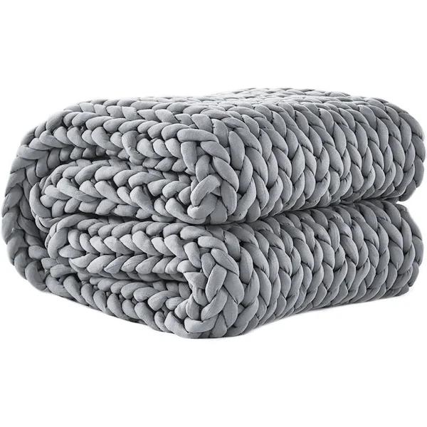 DreamZ - Knitted Weighted Blanket Chunky Bulky Knit Throw Blanket 3kg - Grey