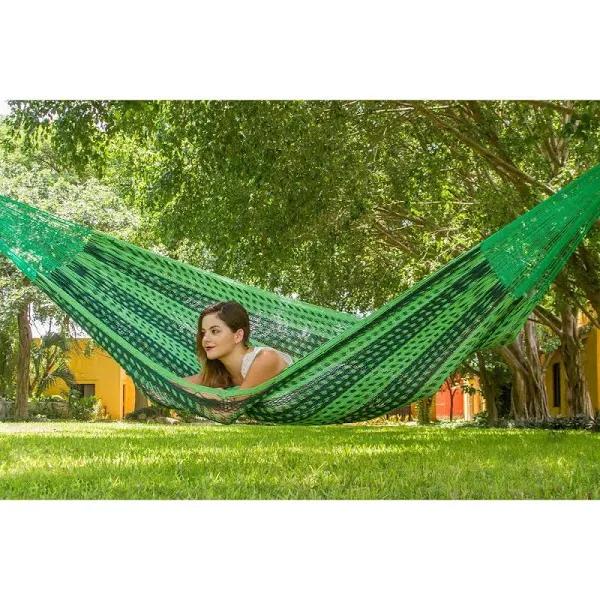 Mayan Legacy Jumbo Size Outdoor Cotton Mexican Hammock in Jardin