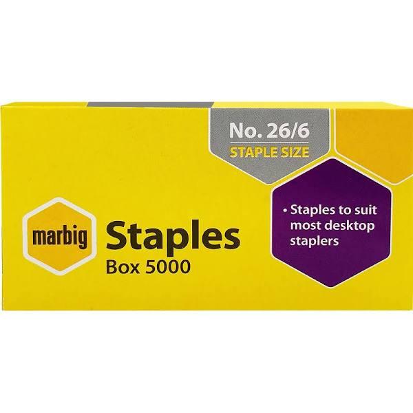 Marbig Staples 26/6 Box 5000