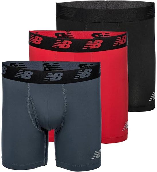 New Balance Men's 6 Boxer Brief Fly Front With Pouch, 3-Pack of 6 Inch Tagless Underwear