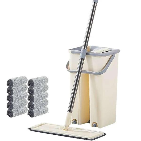 OZNALA Flat Mop Bucket Rotating Self Wash Cleaning Wet and Dry Pads Microfiber Mop Head - Earn Everyday Rewards, AfterPay Available