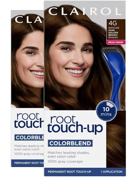 Clairol Root Touch-Up by Nice'n Easy Permanent Hair Dye, 4G Dark Golden Brown Hair Color, 2 Count