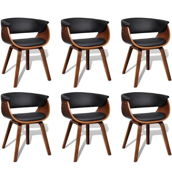 Dining Chairs 6 Pcs Bent Wood and Faux Leather