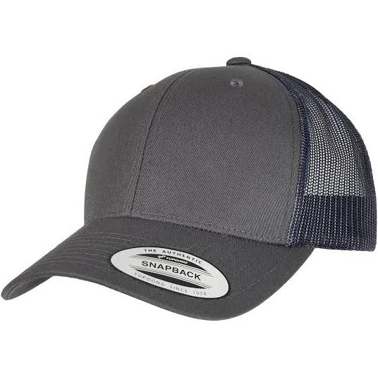 Flexfit Retro 2 Tone Snapback Cap Trucker Charcoal/Navy One Size