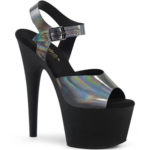 Pleaser ADORE-708N-DT Pewter Hologram TPU/Black Matte Size 7