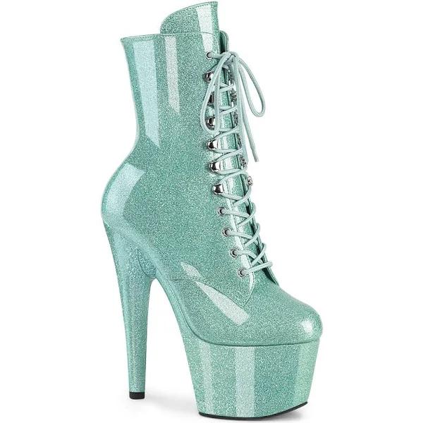 ADORE-1020GP Mint Green Glitter Patent Platform Heel Ankle Boot 8