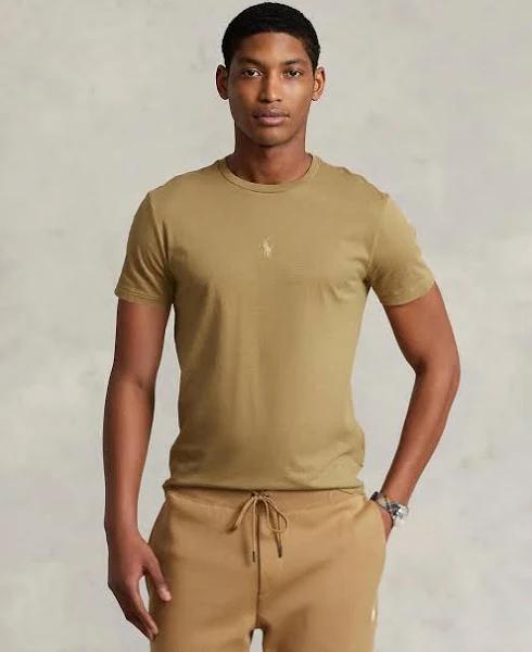 Polo Ralph Lauren - Men's Brown T-shirts - Custom Slim Fit Jersey Crew Neck T-Shirt - Size M at The Iconic