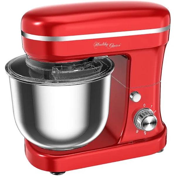 Healthy Choice Electric 1200W Mix Master 5L Stand Mixer- Red