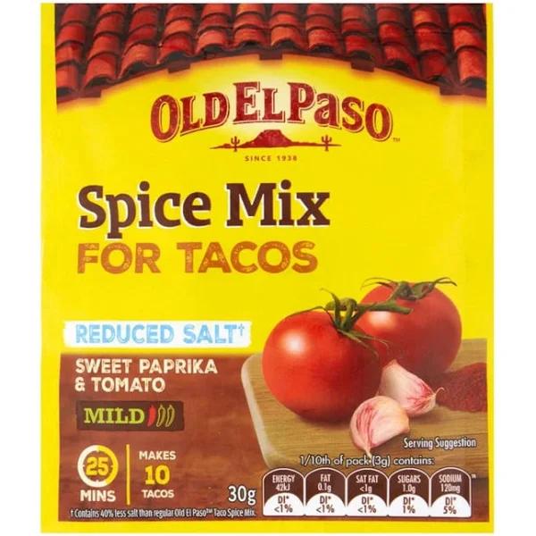 Old El Paso Reduced Salt Spice Mix Taco Mild 30g