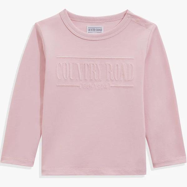 Country Road Boys Verified Australian Long Sleeve Heritage T-Shirt Faded Pink in Size 18-24 Months | 100% Cotton