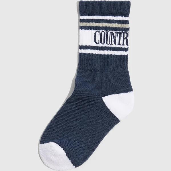 Country Road Unisex Heritage Socks Navy in Size 6-8