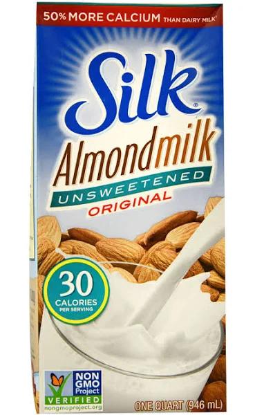 Silk Pure almond Milk - Unsweetened - Case of 6 - 32 fl oz.