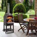 VEVOR Outdoor Pizza Oven 12" Wood Fire Oven 2-Layer Pizza Oven Wood Fired Wood Burning Outdoor Pizza Oven with 2 Removable Wheels Wood Fired Pizza