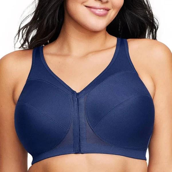 Glamorise Magiclift Front-Closure Posture Back Wire-Free Bra - Blue 20D 1265 Plus Size Bra - AfterPay Available