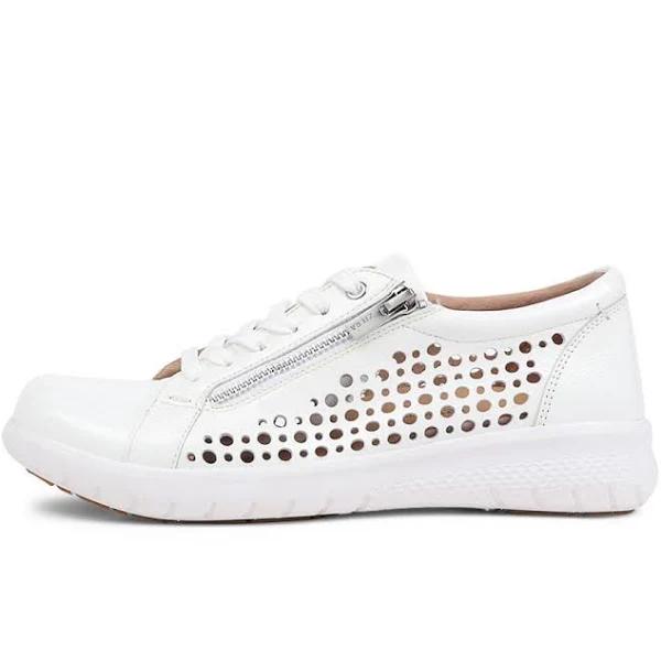 Ziera Shovo XF White Wrinkle Patent Sneakers White Womens Shoes Casual Casual Sneakers