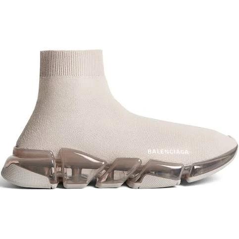 Balenciaga Speed 2.0 Full Clear Sole Recycled Knit Sneaker - Grey & Silver - Man - 5 - Polyester, Elastane