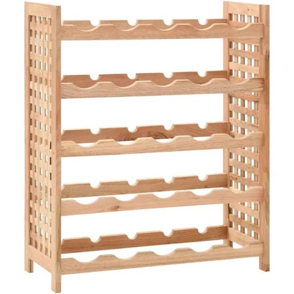 Wine Rack For 25 Bottles Solid Walnut Wood 63x25x73 cm