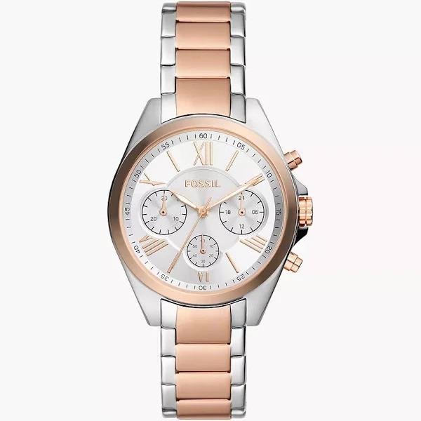 Fossil Outlet Women's Modern Courier Chronograph Two-Tone Stainless Steel Watch - Rose Gold / Silver - BQ3850