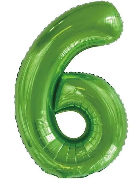 86cm Lime Green 6 Number Foil Balloon