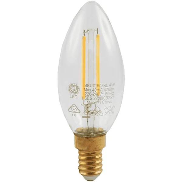 GE 4W Heritage LED Candle SES Globe in Warm White