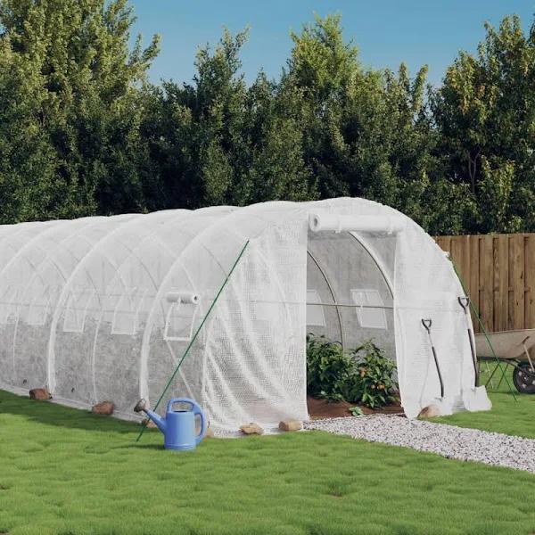 Greenhouse with Steel Frame White 30 m² 10x3x2 M