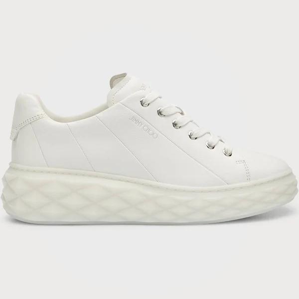 Jimmy Choo Leather Diamond Light Maxi Sneakers - White - 35