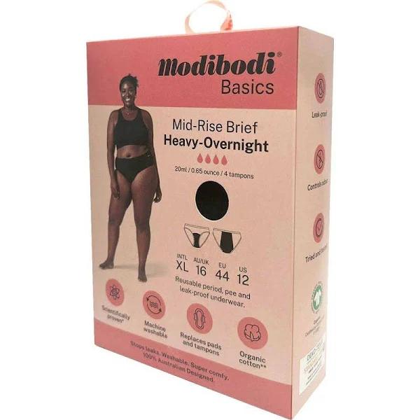 Modibodi Mid Rise Brief Heavy-Overnight Size 16/XL Each