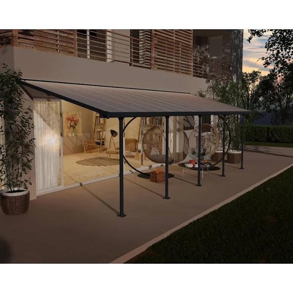 Feria Patio Cover 3M x 8.5M - Grey Aluminium Frame & Clear Polycarbonate