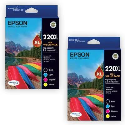 2 x Epson 220XL C13T294692 Genuine High Yield Ink Value Pack [2BK,2C,2M,2Y]