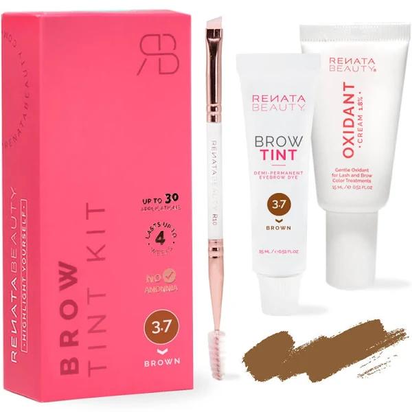 Renata Beauty Lash and Brow Tint Kit – Eyelash & Eyebrow Tint Set – Dye Kit With Color Tint, Cream Developer and Styling Brush – Long-lasting Effect