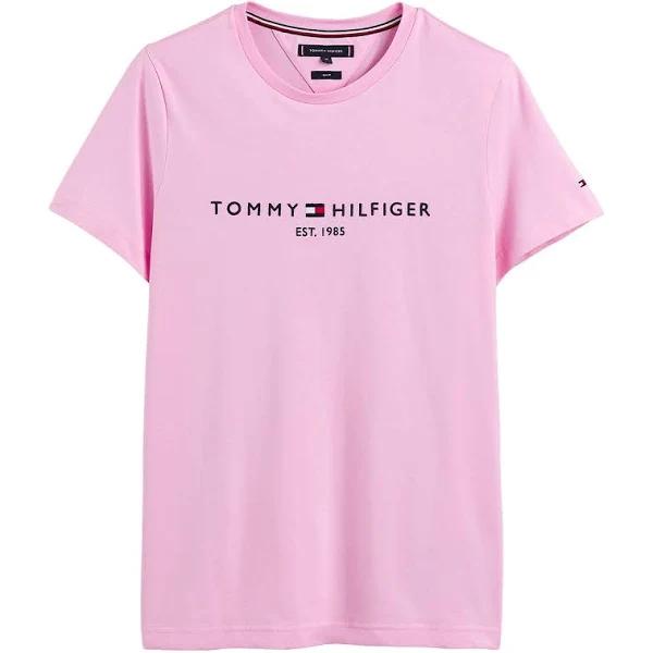 David Jones Tommy Hilfiger Logo Tee in Iconic Pink, Size 2XL