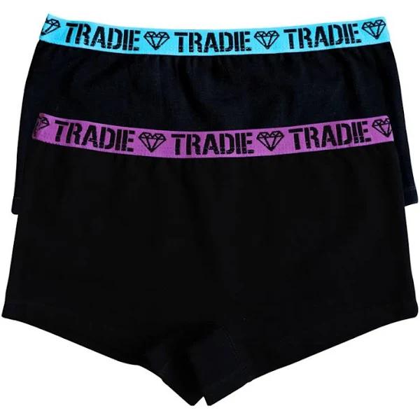 Tradie Girls Shortie 2 Pack - Black - Size 8-10