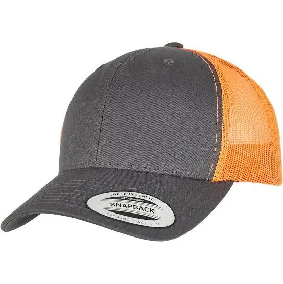 Flexfit Retro 2 Tone Snapback Cap Trucker Charcoal/Orange One Size