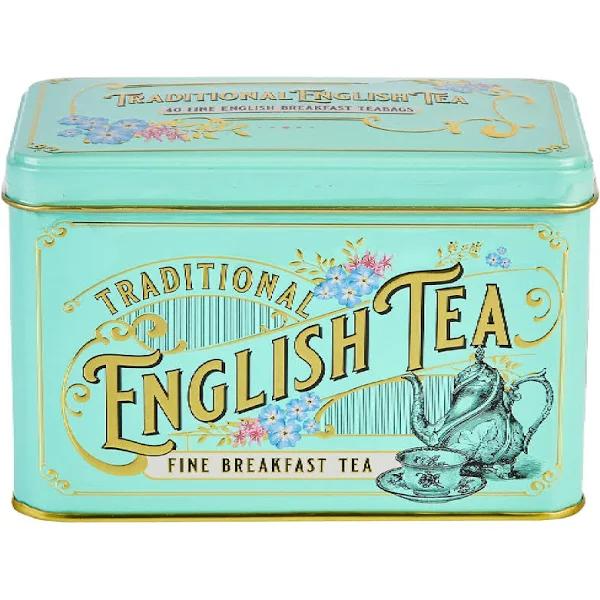 New English Teas Vintage Victorian Tea Tin With 40 English Breakfast Tea Bags