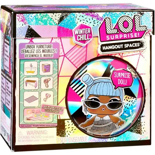 LOL Surprise Winter Chill Hangout Spaces Furniture Playset With Ice Doll, 10+ Surprises With Accessories, For LOL Dollhouse Play - Collectible Toy