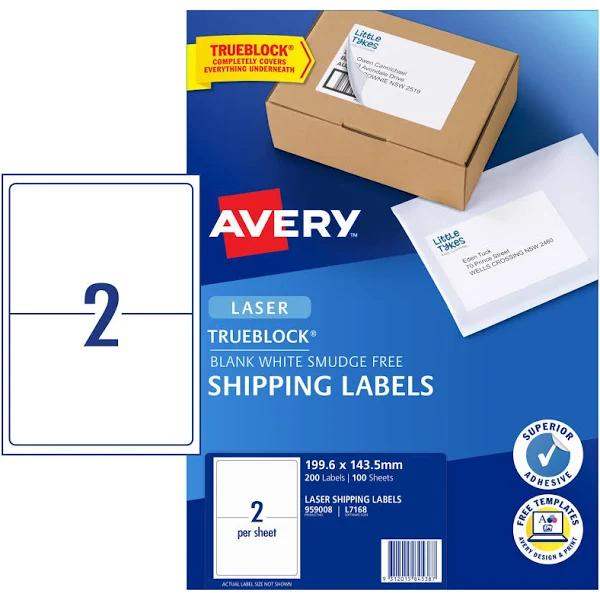 Avery 2UP Shipping Labels Laser L7168 199.6 x 143.5 mm Pk100