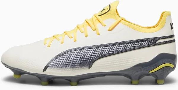 Puma King Ultimate FG/AG Firm Ground Soccer Cleat Alpine Snow/Asphalt/Yellow Blaze - Size 5.5