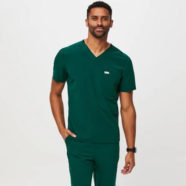 FIGS Mens Forest Green Slim Leon - Three-Pocket Scrub Top