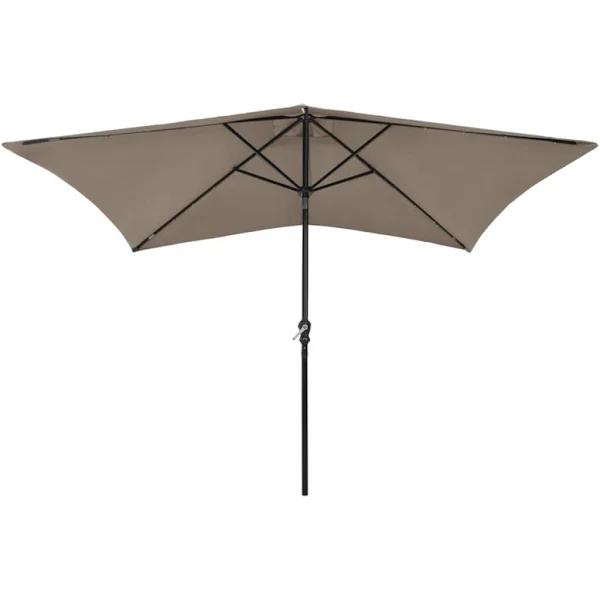 vidaXL - Parasol With LEDs and Steel Pole - Taupe - 2x3 M