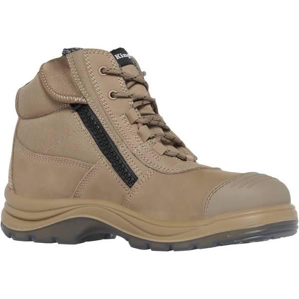 KingGee Men's Tradie Comfortmax Zip Sided Safety Boot - Stone Stone / AU/UK 15