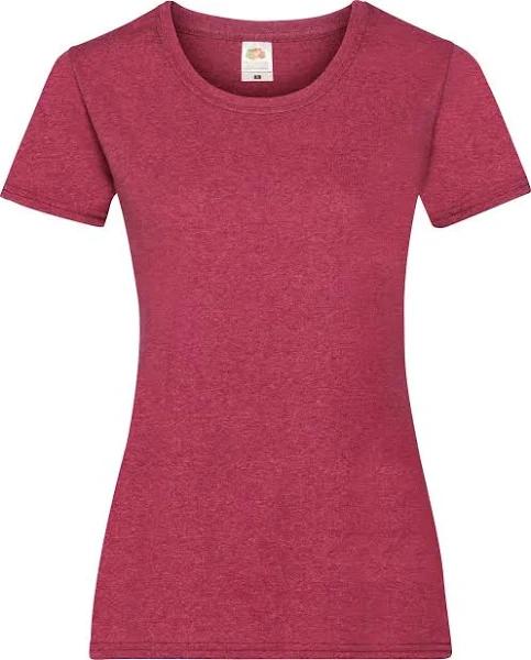 Fruit of The Loom Ladies/Womens Lady-Fit Valueweight Short Sleeve T-Shirt (Pack of 5) Vintage Heather Red M