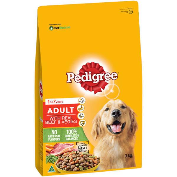 Pedigree Adult Dry Dog Food With Real Beef & Vegetables 3kg